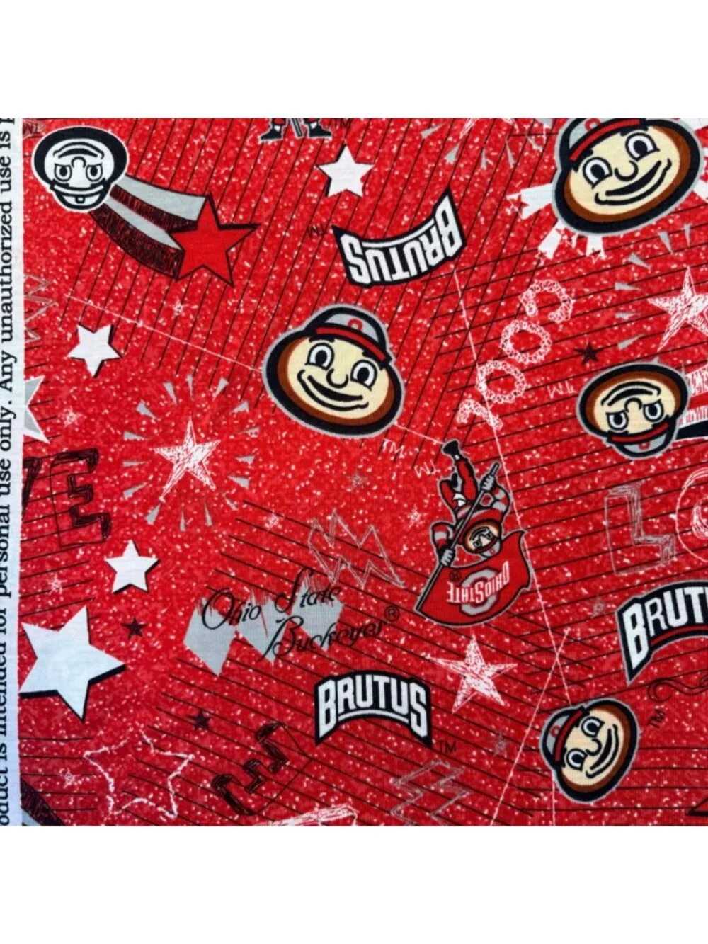 Ohio State University‎ Buckeyes Brutus Fabric Panel 3/4 Yard Red Knit 27”x60”